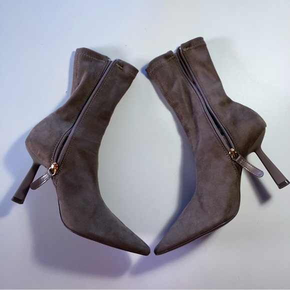 Zara Brown Sock-Style Suede Stiletto Ankle Boots Women’s Size 6 - Picture 8 of 13